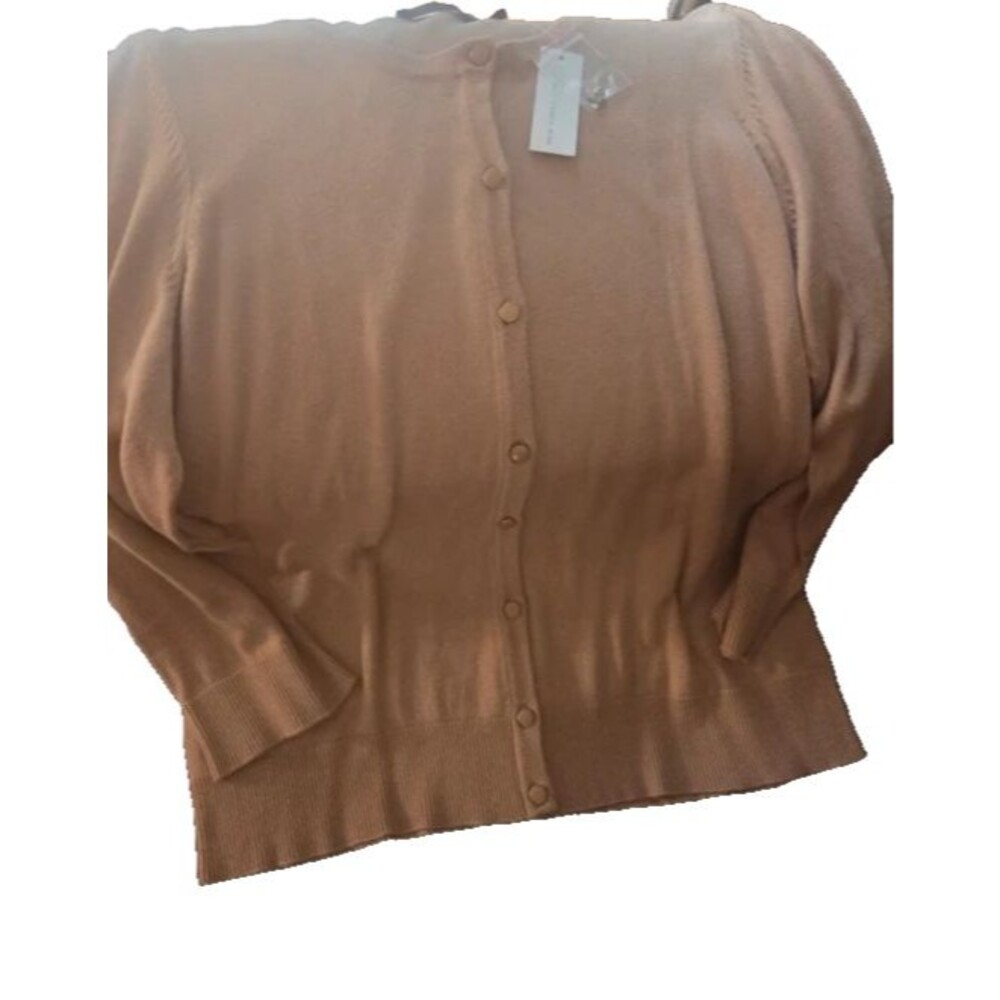 New York & Company Women’s XL Taupe Classic Soft Gold Button Up Cardigan Sweater
